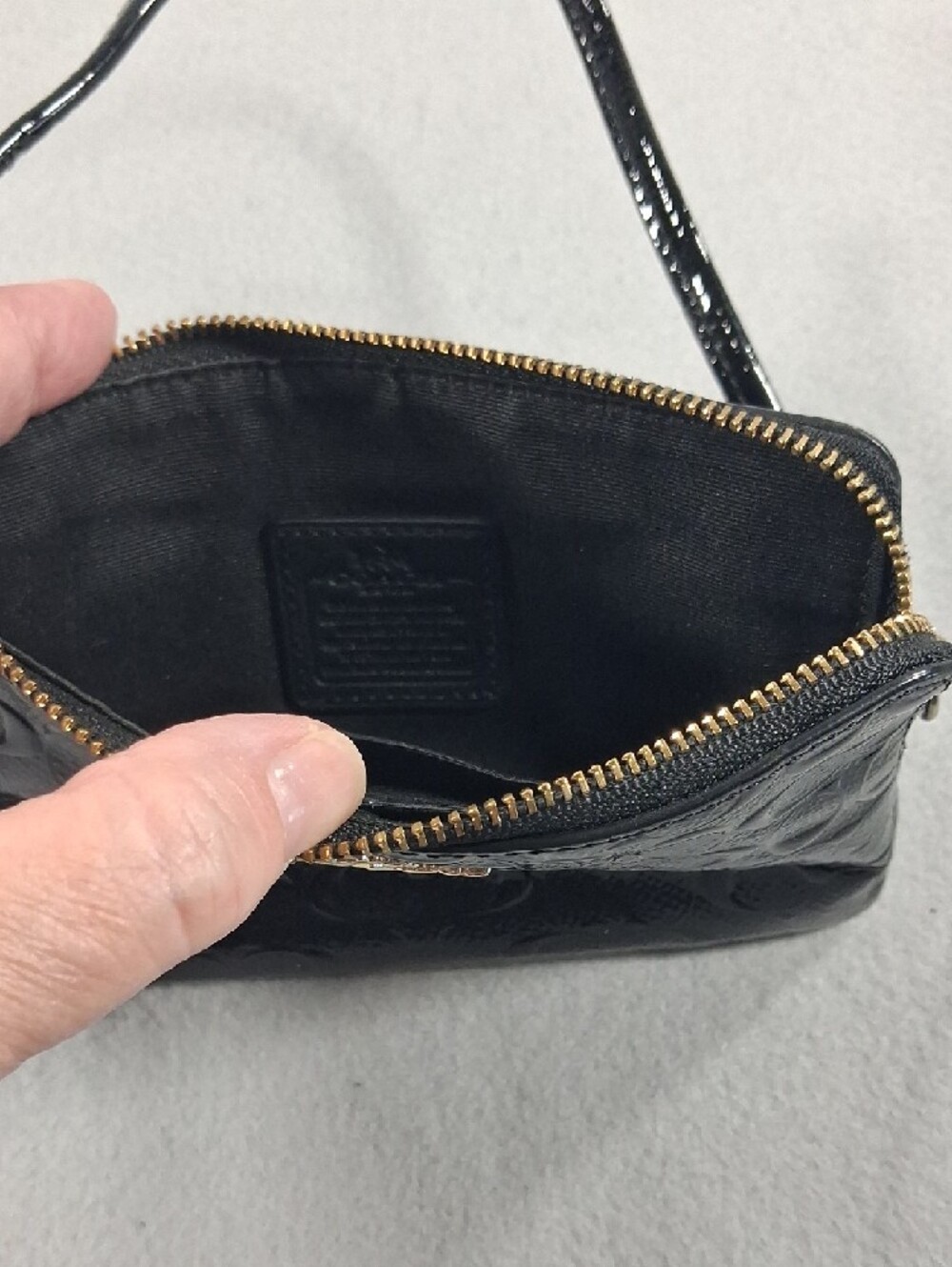 Coach Black Patent Signature Wristlet with Gold Hardware - Picture 4 of 5
